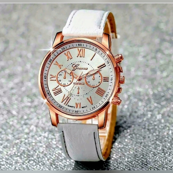 NEW! Rose Gold Plated Geneva Three Dial Dual Layered Watch & Bracelet Set~2 pcs - Picture 6 of 6